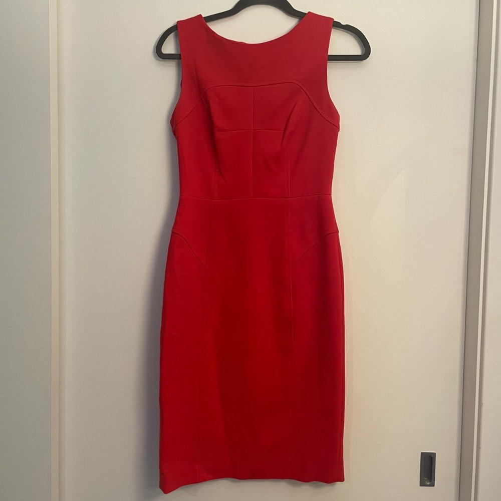 Eliza J Sleeveless Red Sheath Dress with Gold Zipper - Size 2